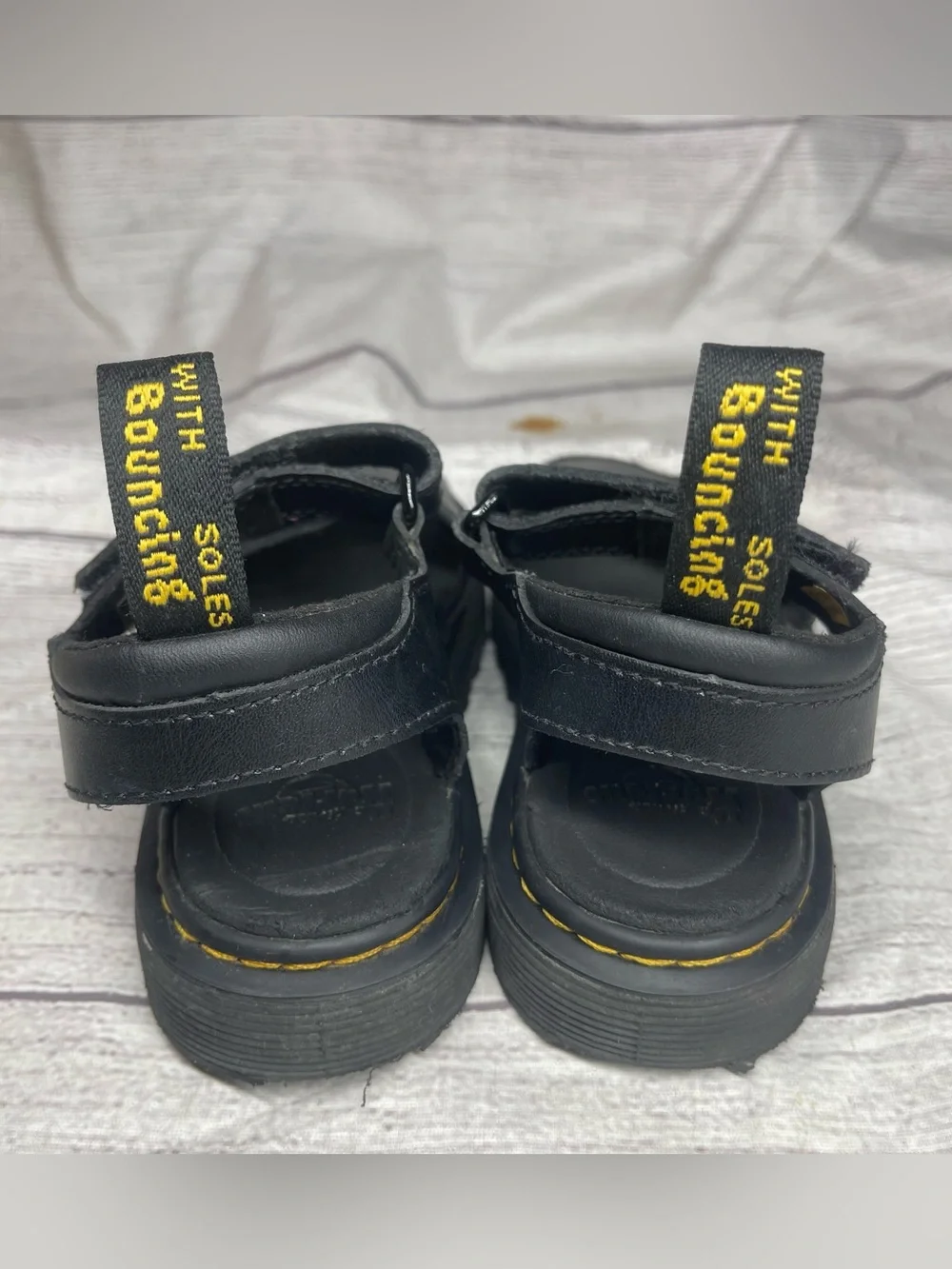 Dr. Martens Girls Size 13 Vossie J Black Leather Sandals